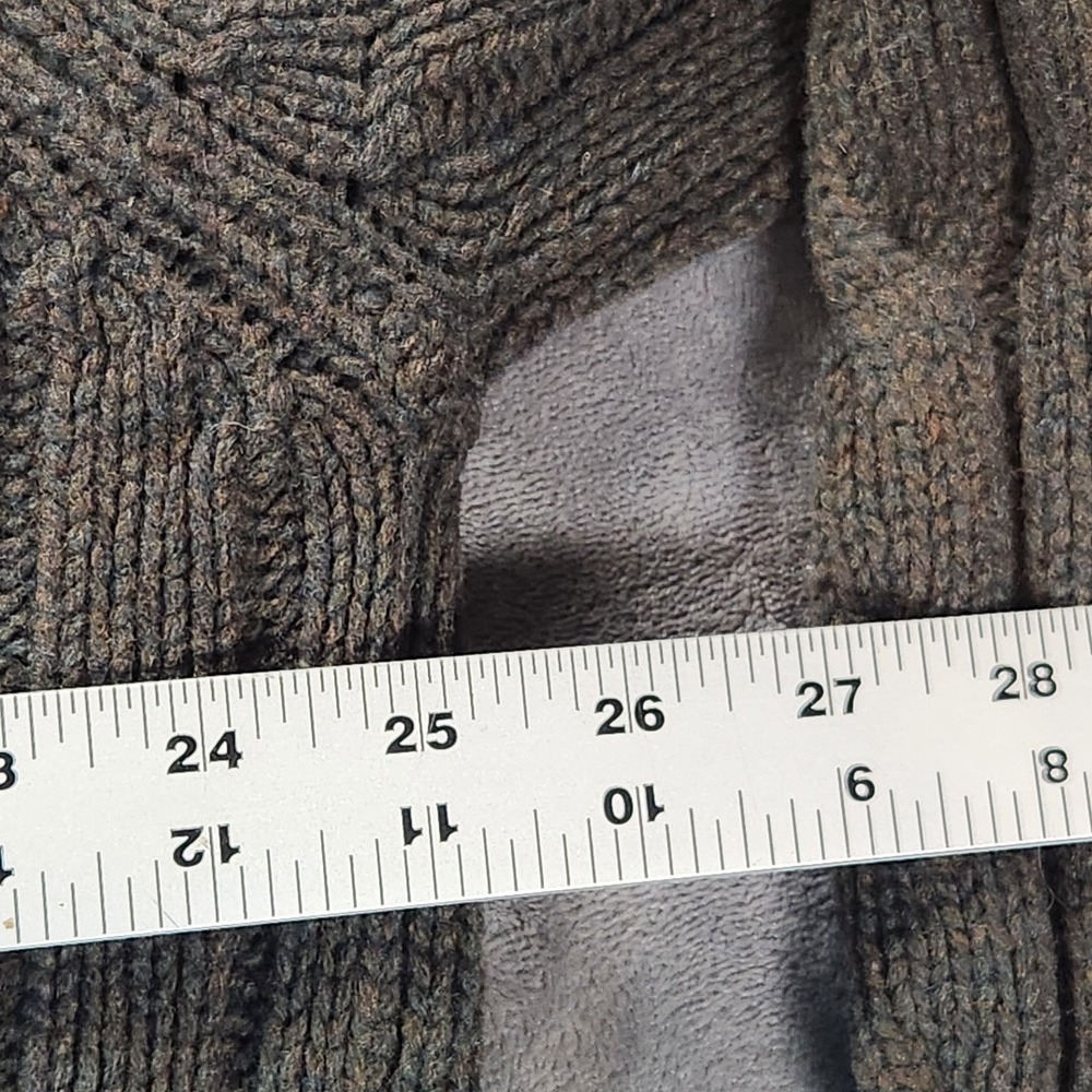 Fishermans Sweater Mens Large Green Wool Waffle Crewneck Raglan Pure Simple - Picture 5 of 8